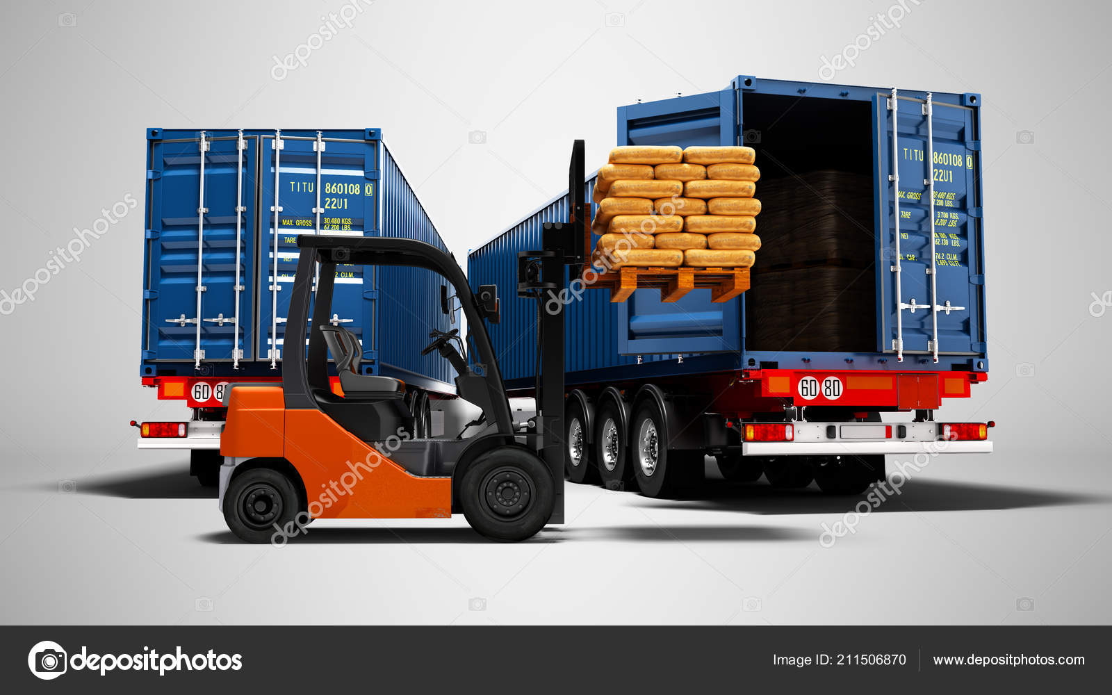 Freight Package Packaging Warehouse Logistics Concept Loading Unloading Cargo Two Stock Photo C Mar1art1 211506870