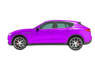 Modern mor araba crossover için 3d render beyaz arka plan hiçbir gölge iş gezileri yan görünüm