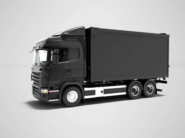 Modern Black Truck Transportation Goods City Render Gray Background Shadow — Stock Photo, Image
