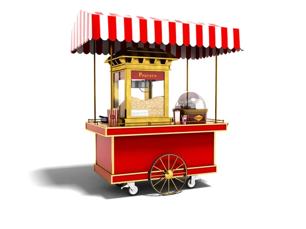 Modern Red Popcorn Machine Rendering White Background Shadow — Stock Photo, Image