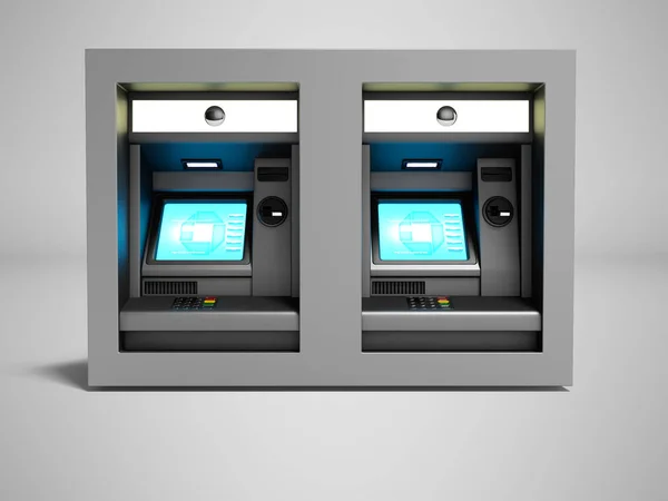 Modern two terminal for payment of services 3d render on gray background with shadow