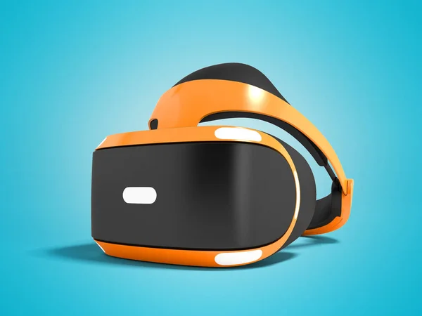 Оранжевые Очки Виртуальной Реальности Игр Персональном Компьютере Рендеринг Синем Фоне — стоковое фото