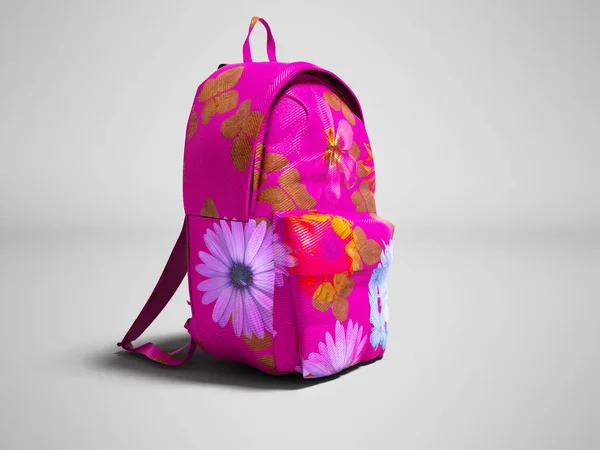 Mochila Rosa Moderna Escuela Para Niña Adolescente Con Flores Aisladas — Foto de Stock