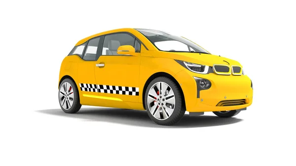 Gelbes Taxi Elektro Auto Isoliert Rendering Auf Weißem Hintergrund Mit — Stockfoto