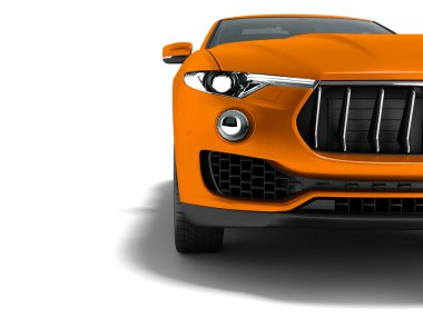 Modern turuncu araba crossover Görüntüleyicisi yarı otomatik 3d render gölge beyaz zemin üzerine