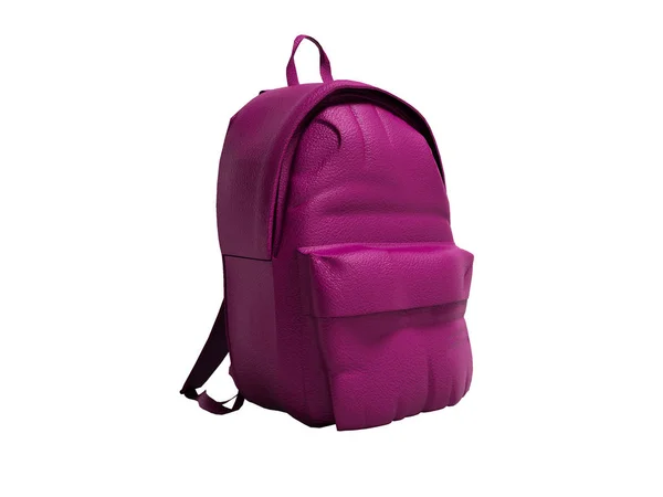 Mochila Moderna Cuero Frambuesa Escuela Para Niños Adolescentes Vista Izquierda —  Fotos de Stock