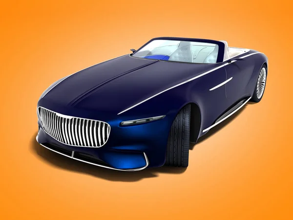 現代の青い電気車転換の観点ビュー シャドウとオレンジ色の背景に のレンダリング — ストック写真