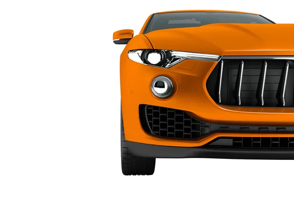 Nowoczesny Pomarańczowy Samochód Crossover Podglądu Pół Auto Renderowania Białym Tle — Zdjęcie stockowe