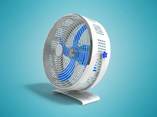 Ventilador Metal Azul Moderno Para Salas Resfriamento Visão Direita Renderização — Fotografia de Stock