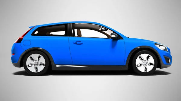 Família Moderna Carro Electro Azul Visão Esquerda Renderização Fundo Cinza — Fotografia de Stock