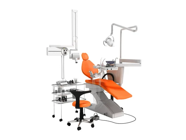 Modern Orange Dental Utrustning För Tandvård Render Vit Bakgrund Ingen — Stockfoto