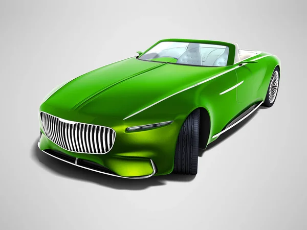 Modern Green Electric Car Convertible Perspective View Render Gray Background — Stock Photo, Image