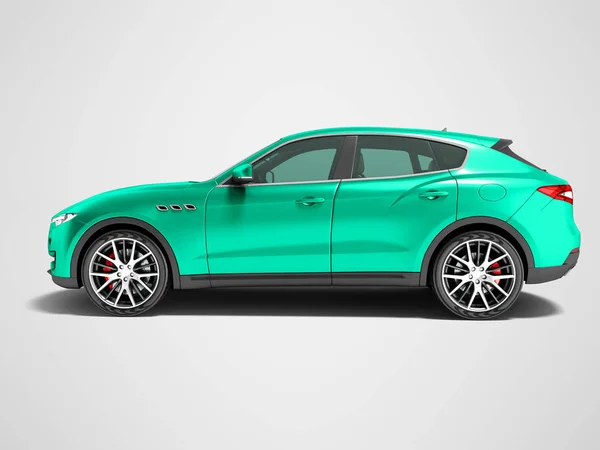 Moderne Turquoise Auto Oversteekplaats Voor Zakelijke Reizen Kant Uitzicht Render — Stockfoto