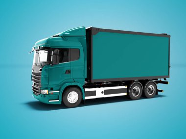 Modern mavi Kamyon Taşımacılığı şehir 3d render gölge ile mavi arka plan üzerinde etrafında için