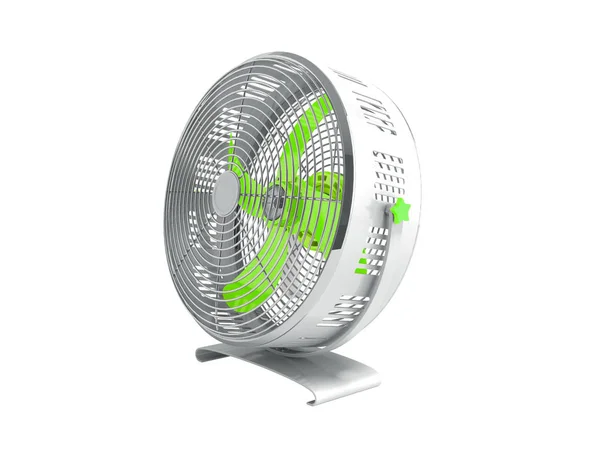 Moderní Zelená Kovový Ventilátor Pro Chlazení Správné Zobrazení Vykreslení Bílém — Stock fotografie