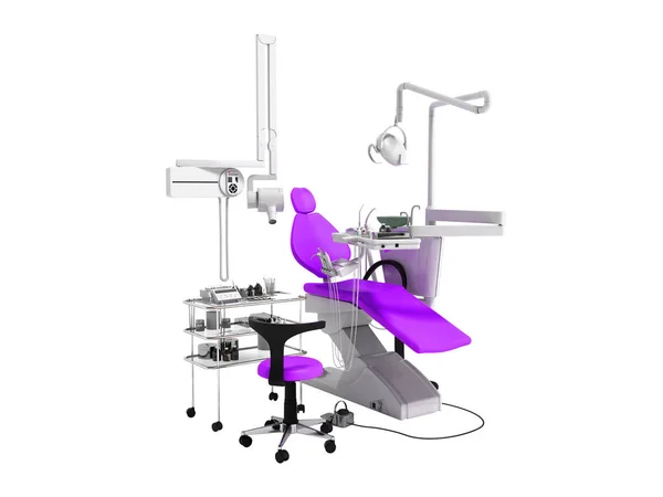 Современное Фиолетовое Стоматологическое Оборудование Лечения Зубов Рендеринг Белом Фоне Тени — стоковое фото