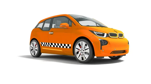 Orange Taxi Elektro Auto Isoliert Rendering Auf Weißem Hintergrund Mit — Stockfoto