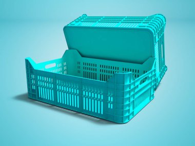 Arka görüş 3d render gölge mavi zemin üzerine mavi plastik iki kutu boş