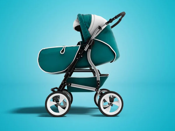 Transformador Carrinho Bebê Azul Moderno Durante Toda Temporada Render Fundo — Fotografia de Stock