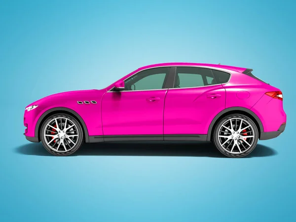 Μοντέρνα Ροζ Αυτοκίνητό Crossover Για Επαγγελματικά Ταξίδια Πλευρά Προβολή Καθιστούν — Φωτογραφία Αρχείου