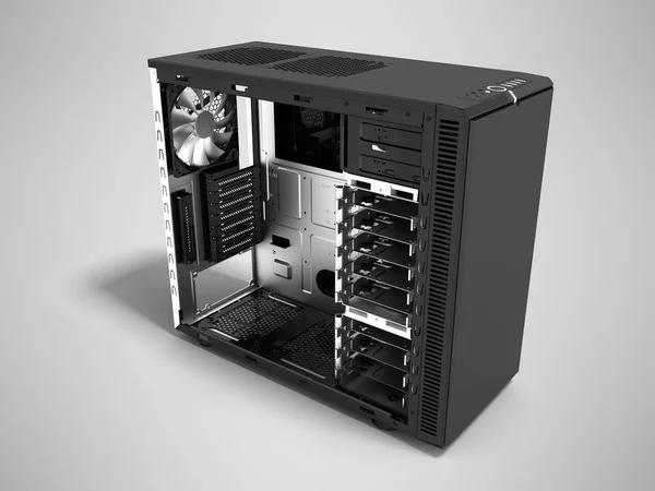 Unidad Sistema Negro Metal Moderno Vacía Para Montaje Computadora Renderizado — Foto de Stock