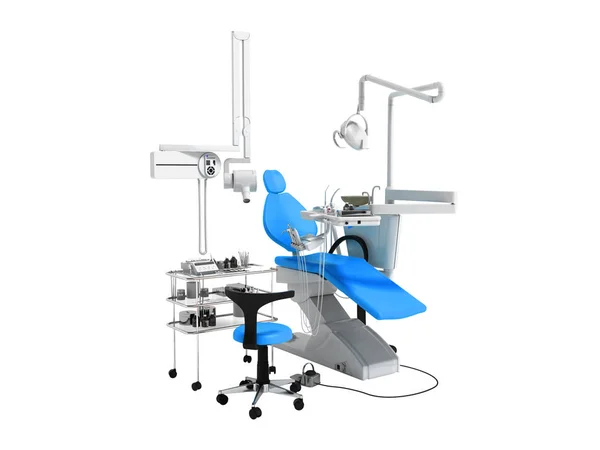 Moderno Equipamento Odontológico Azul Para Tratamento Odontológico Render Fundo Branco — Fotografia de Stock