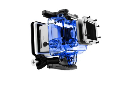 Modern beyaz vücut aşırı gevşeme demonte beyaz 3d render için mavi kasa içinde arka plan yok gölgeler