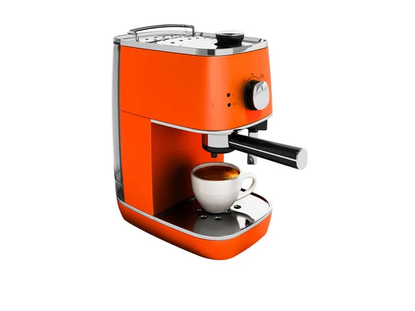 Современный Оранжевый Кофе Машина Одной Чашки Кофе Латте Изолированных Рендеринг — стоковое фото