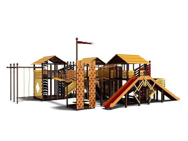 Lekplats För Barn Från Ett Träd Med Hill Rep Lekplats — Stockfoto
