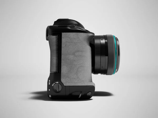 Câmera Moderna Preto Com Inserções Couro Visão Esquerda Renderização Fundo — Fotografia de Stock