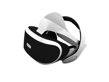 Arka plan beyaz sanal gerçeklik gözlük ile beyaz beyaz taşınabilir kulaklık 3d render gölge yok