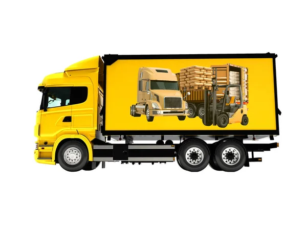 Caminhão Grande Para Transporte Materiais Construção Render Fundo Branco Sem — Fotografia de Stock