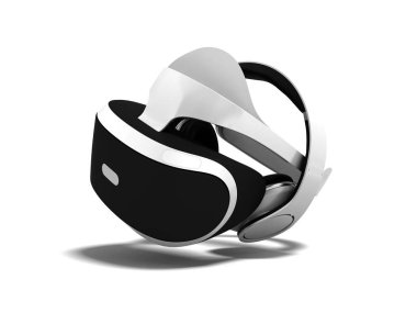 Beyaz sanal gerçeklik gözlük gölge beyaz zemin üzerine beyaz taşınabilir kulaklık 3d render ile