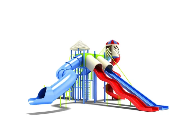 Playground Children Closed Slides Double Slides Render White Background Shadow — Stock Photo, Image