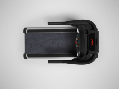 Ev egzersiz programı üstten görünüm 3d render gölge ile gri arka plan üzerinde için koşu parkuru