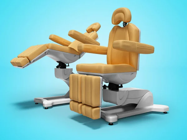 Leather pedicure chair automatic for work 3d render on blue background with shadow