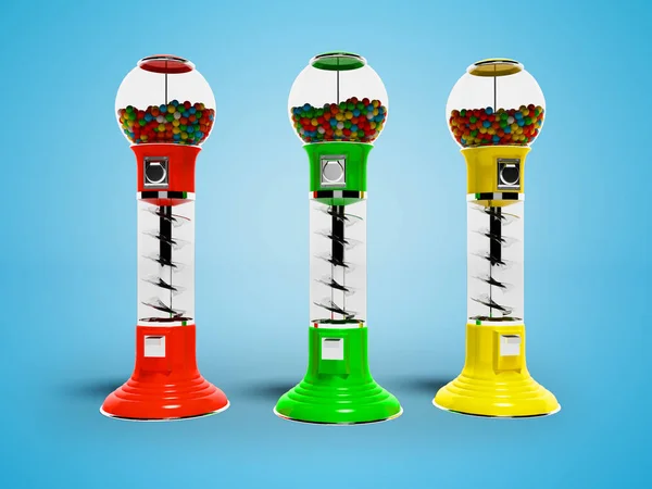 Automat Žvýkačky Kulaté Vykreslení Modrém Pozadí Stínem — Stock fotografie