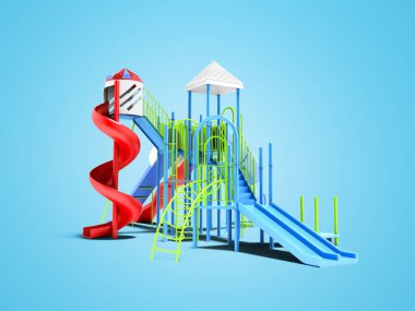 Renk Bahçesi ile farklı çocuklar için mavi arka plan ile gölge izole 3d render slaytlar