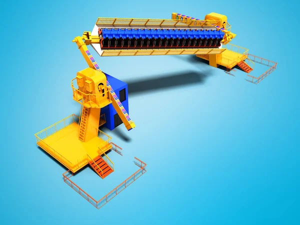 大黄色游乐设施的人3D 渲染蓝色背景与阴影 — 图库照片