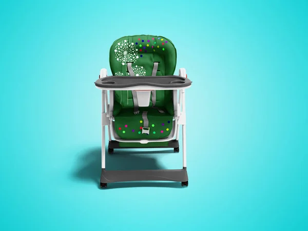Cadeira Bebê Verde Para Alimentar Criança Vista Frontal Renderizar Fundo — Fotografia de Stock