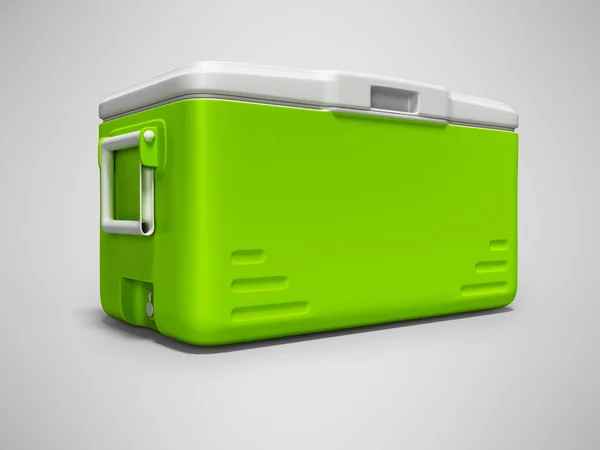 İçecekler izole 3d render gölge gri zemin üzerine yeşil Portatif buzdolabı