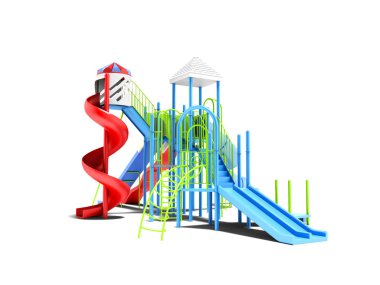 Beyaz arka plan ile gölge izole 3d render renk Bahçesi ile farklı çocuklar için slaytlar