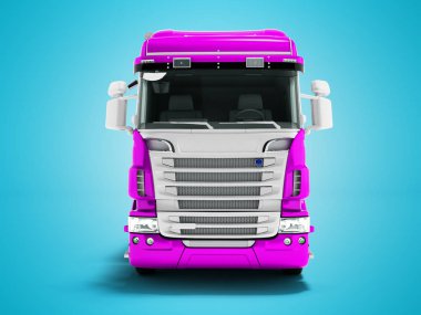 Uzun mesafeler önden görünüm 3d render gölge ile mavi arka plan üzerinde için malların taşınması için büyük menekşe kamyon