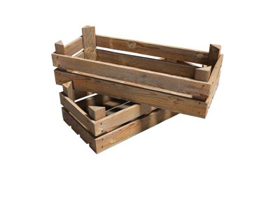 Gölge yok taşıyan ve beyaz Ürünler 3d render saklamak için ahşap kutuları arka plan