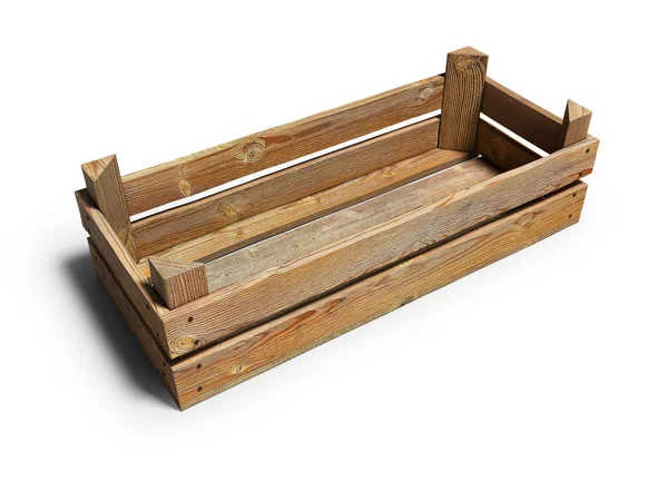 Caja Madera Para Almacenar Productos Vegetales Frutales Renderizado Sobre Fondo —  Fotos de Stock