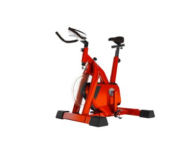 Beyaz arka plan üzerinde bisiklet 3d render üzerinde hiçbir gölge eğitim gücü için modern sportif kırmızı eğitmen