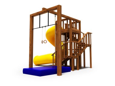 Modern ahşap Bahçesi büyük sarı bahar slayt 3 ile çocuklar için