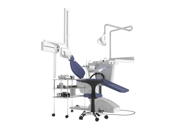 Blå stol med belysning och funktionalitet för dental tre — Stockfoto