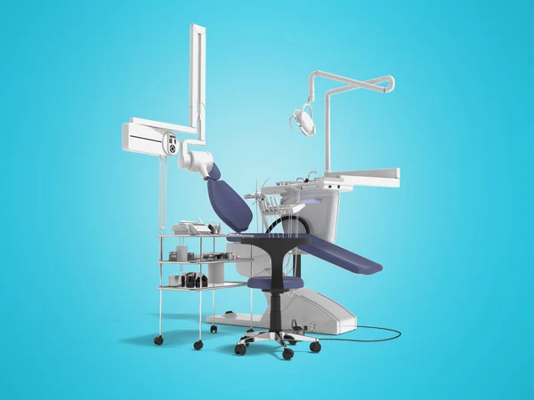 Cadeira azul dental com iluminação e funcionalidade para tre dental — Fotografia de Stock