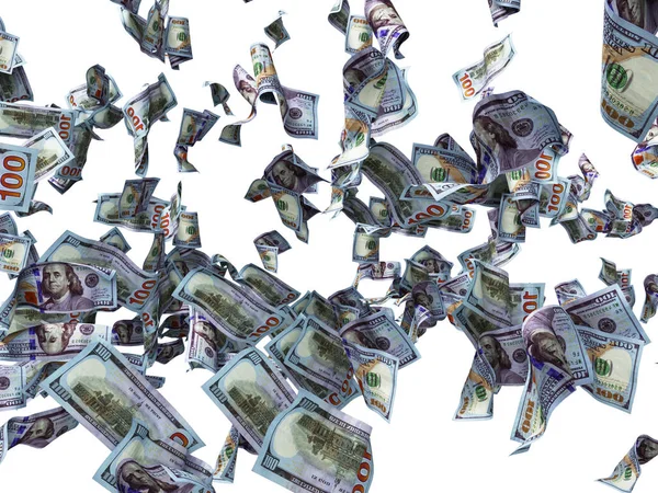 Kat 3d render düşen yeni yüz dolarlık banknot